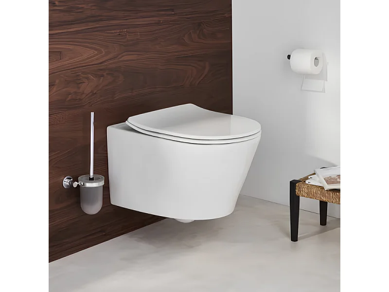Pack WC suspendu sans bride JACOB DELAFON Bastille + bâti support + plaque de commande blanche