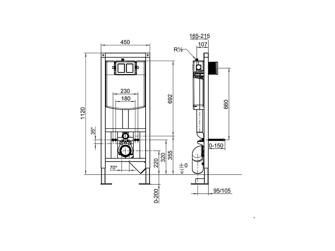 Bâti-support autoportant WC VILLEROY ET BOCH Viconnect avec plaque noir