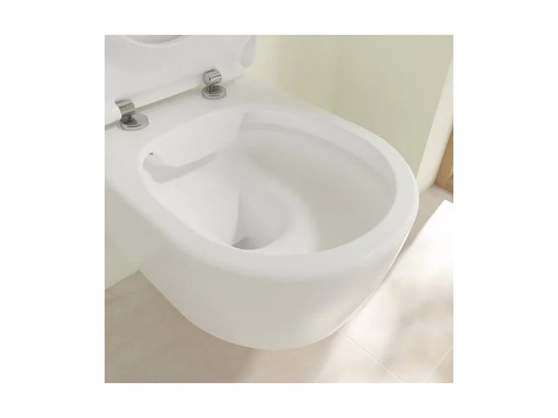 Pack WC sans bride VILLEROY ET BOCH Avento + Bâti support + abattant frein de chute + plaque noir mat  + Tabouret blanc