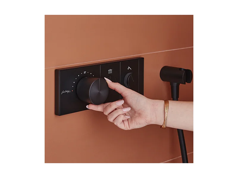 Colonne de douche encastrée thermostatique JACOB DELAFON Grands Boulevards carrée noire mate