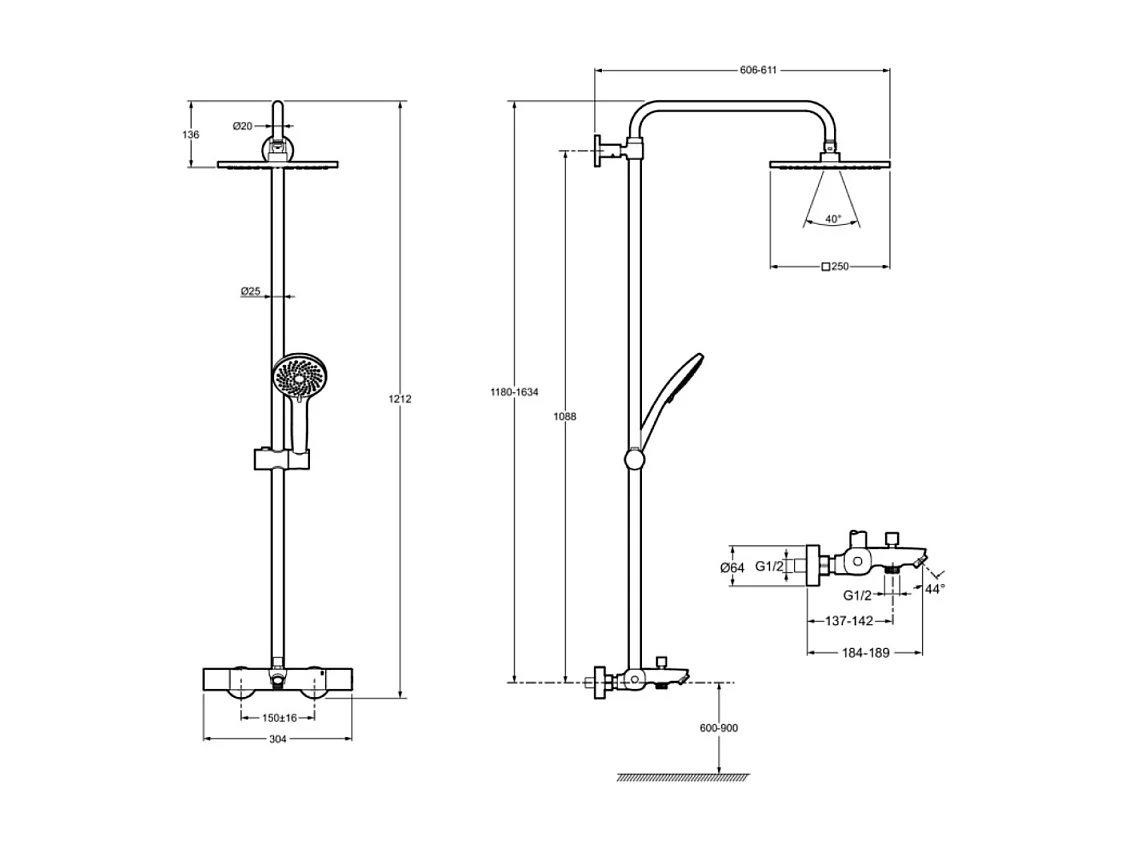 Colonne bain douche thermotastique JACOB DELAFON July+ chromé