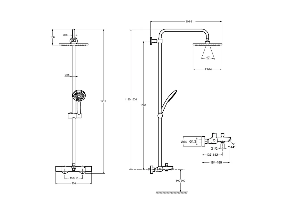 Colonne bain douche thermotastique JACOB DELAFON July+ chromé