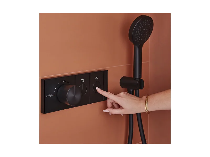 Colonne de douche encastrée thermostatique JACOB DELAFON Grands Boulevards ronde noire mate