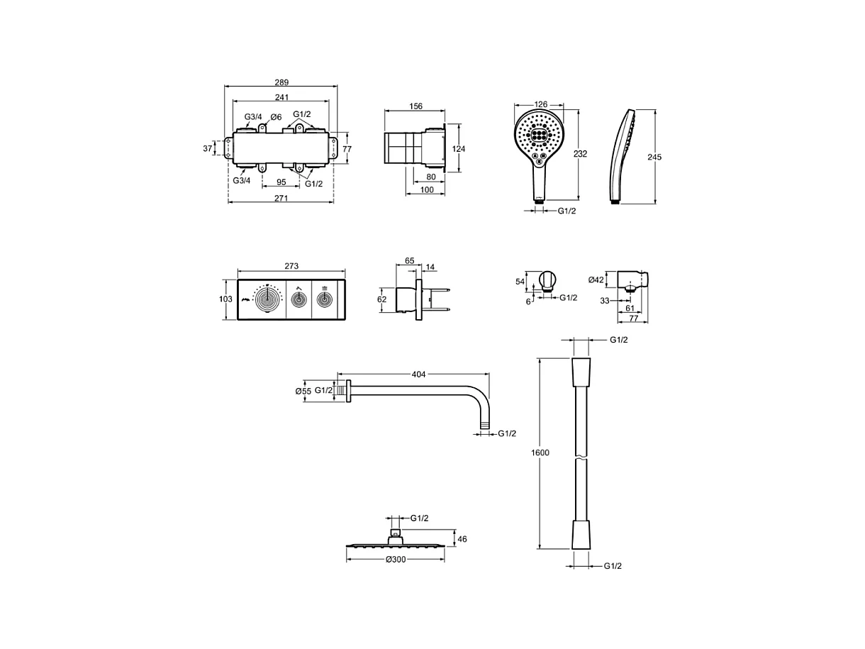 Colonne de douche encastrée thermostatique JACOB DELAFON Grands Boulevards ronde noire mate