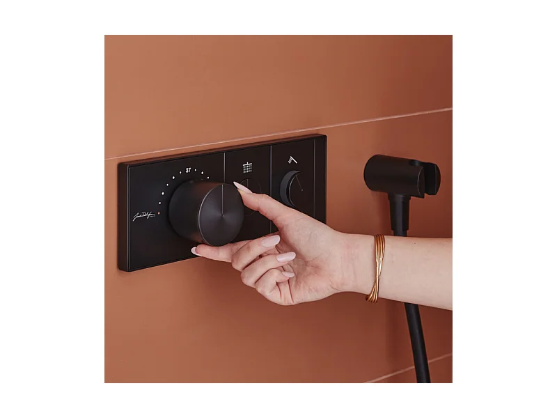 Colonne de douche encastrée thermostatique JACOB DELAFON Grands Boulevards ronde noire mate