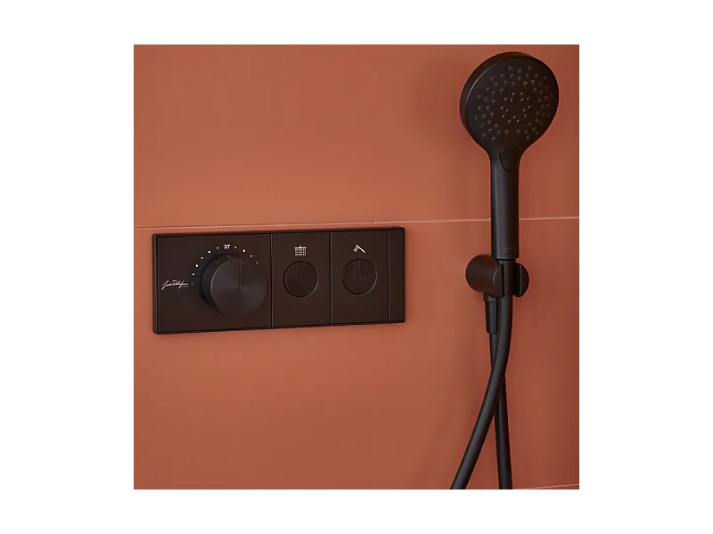 Colonne de douche encastrée thermostatique JACOB DELAFON Grands Boulevards ronde noire mate