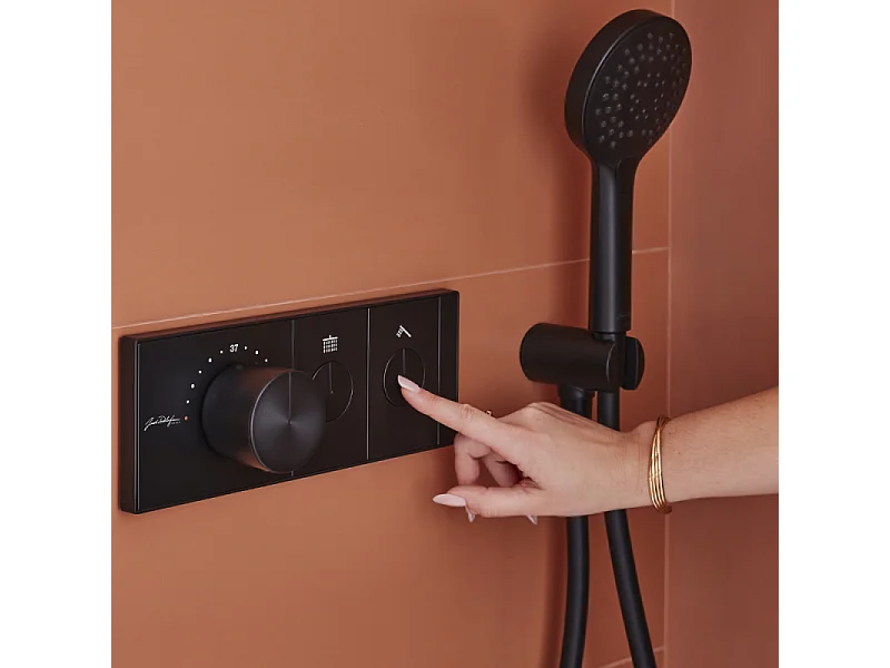 Colonne de douche encastrée thermostatique JACOB DELAFON Grands Boulevards ronde noire mate