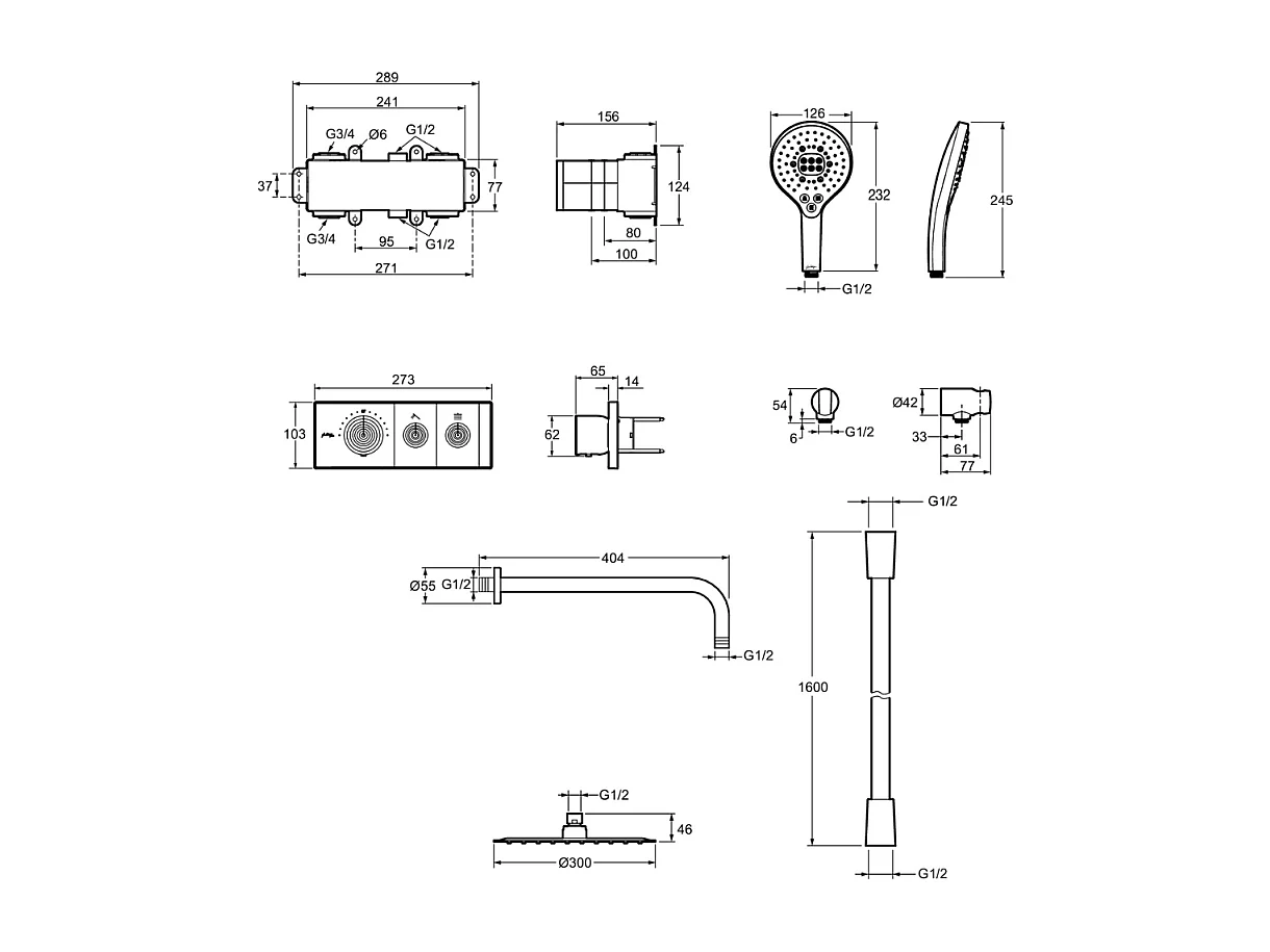 Colonne de douche encastrée thermostatique JACOB DELAFON Grands Boulevards ronde noire mate