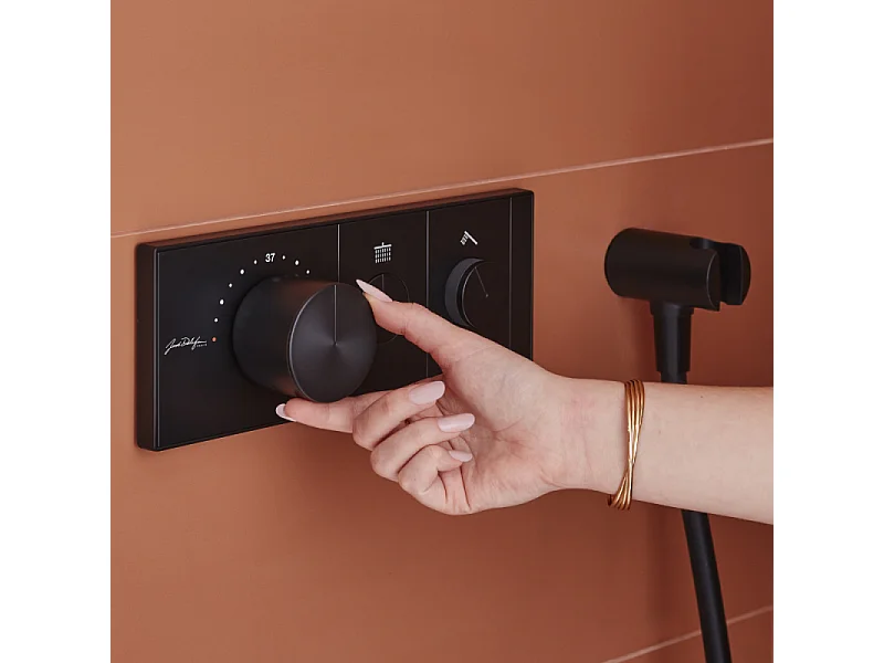 Colonne de douche encastrée thermostatique JACOB DELAFON Grands Boulevards ronde noire mate