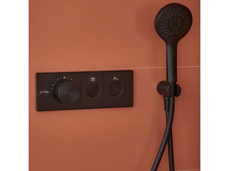 Colonne de douche encastrée thermostatique JACOB DELAFON Grands Boulevards ronde noire mate