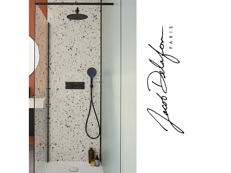 Colonne de douche encastrée thermostatique JACOB DELAFON Grands Boulevards ronde noire mate