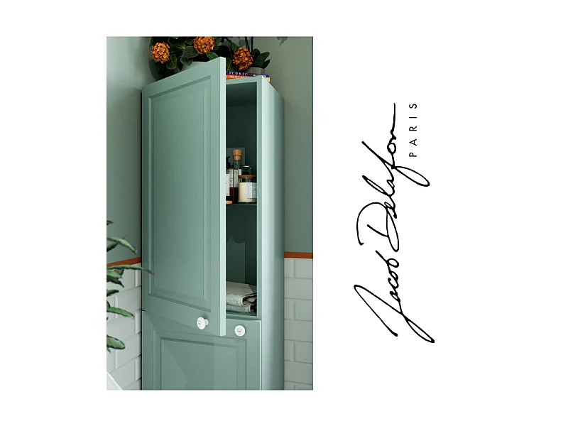 Colonne de salle de bain JACOB DELAFON Cléo 1889 Vert olivier velours version gauche