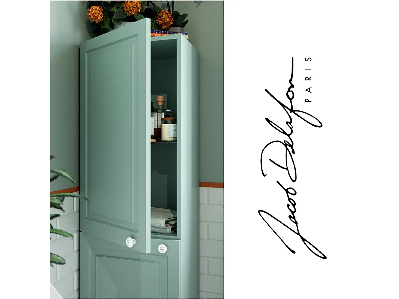 Colonne de salle de bain JACOB DELAFON Cléo 1889 Vert olivier velours version gauche