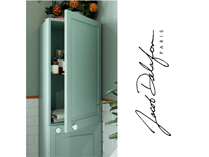 Colonne de salle de bain JACOB DELAFON Cléo 1889 Vert olivier velours version droite