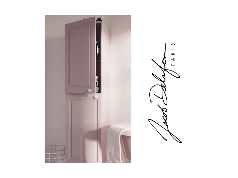 Colonne de salle de bain JACOB DELAFON Cléo 1889 rose pâle velours version gauche