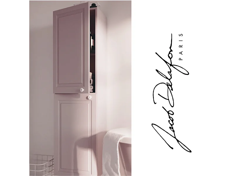 Colonne de salle de bain JACOB DELAFON Cléo 1889 rose pâle velours version gauche