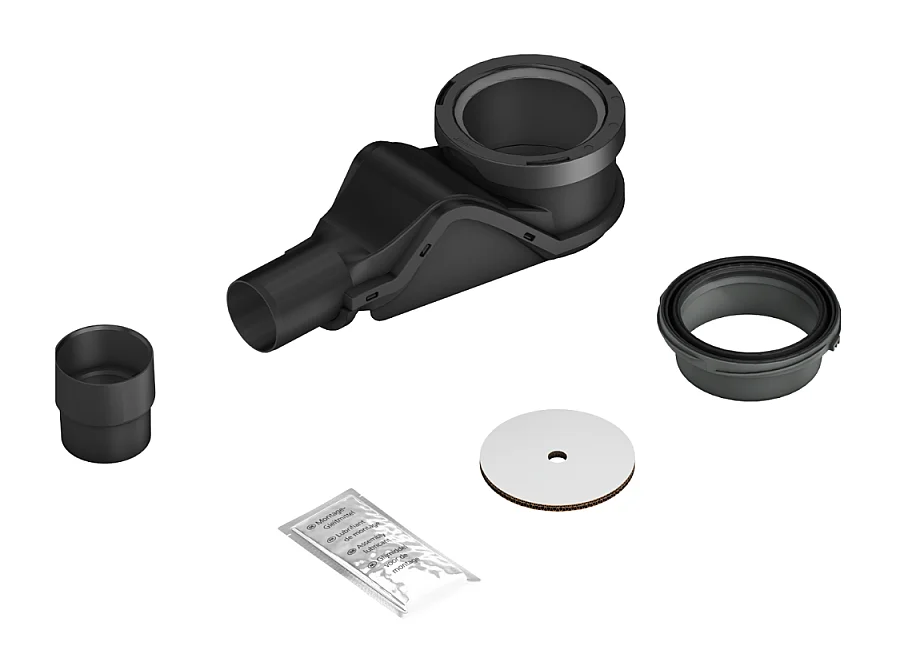 Pack receveur de douche pré-penté 104 x 120 x 3,8 cm WEDI Fundo Flex béton + bonde horizontale + écoulement linéaire + support