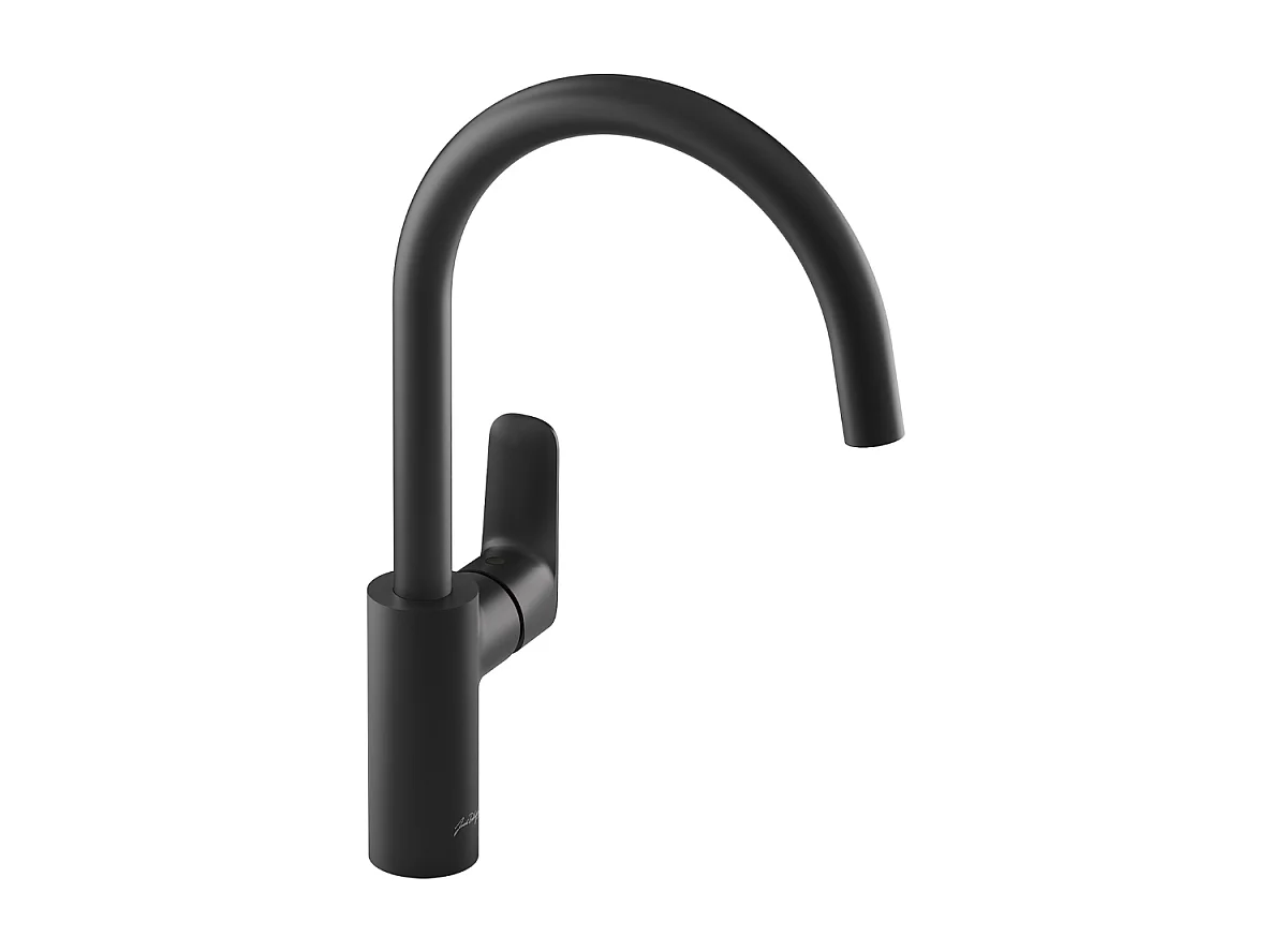 Robinet cuisine JACOB DELAFON July+ col de cygne et orientable noir mat
