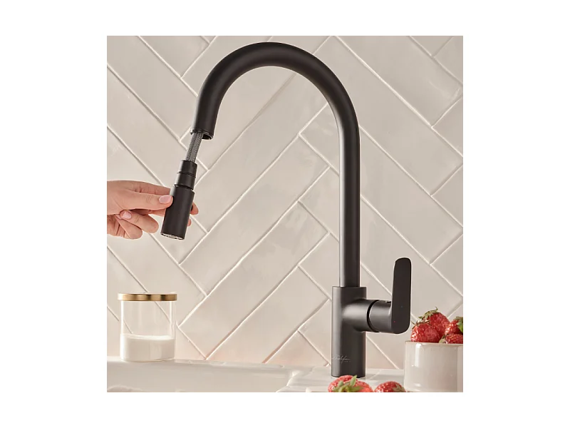 Robinet cuisine avec douchette extractible JACOB DELAFON July+ noir mat