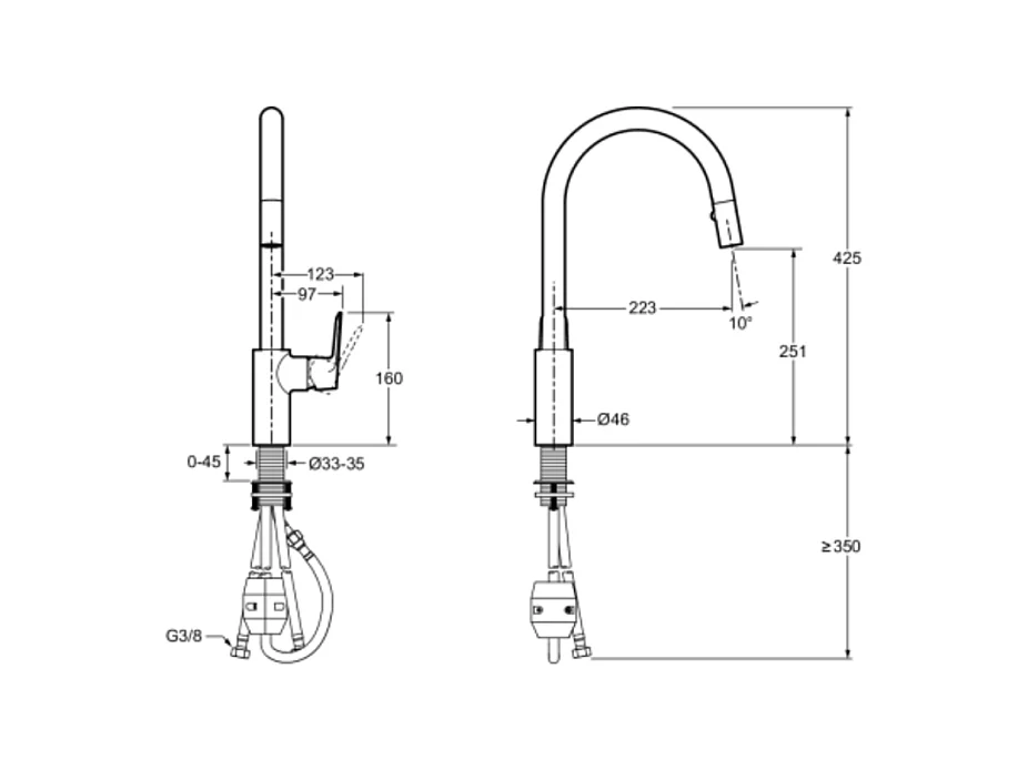 Robinet cuisine avec douchette extractible JACOB DELAFON July+ noir mat