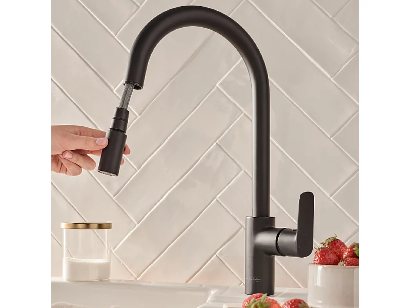 Robinet cuisine avec douchette extractible JACOB DELAFON July+ noir mat