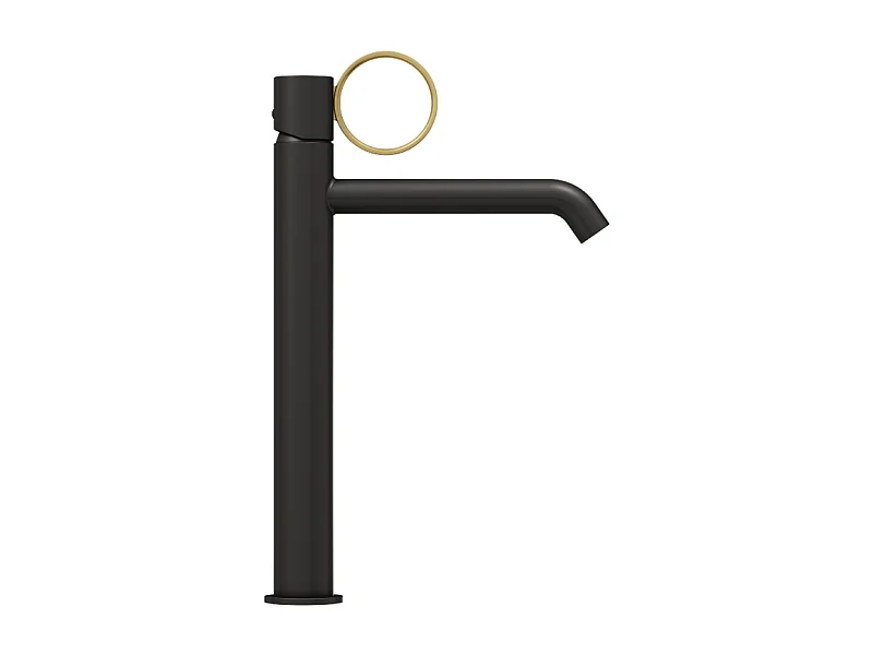 Mitigeur lavabo haut JACOB DELAFON Vivienne noir mat avec bague laiton brossée