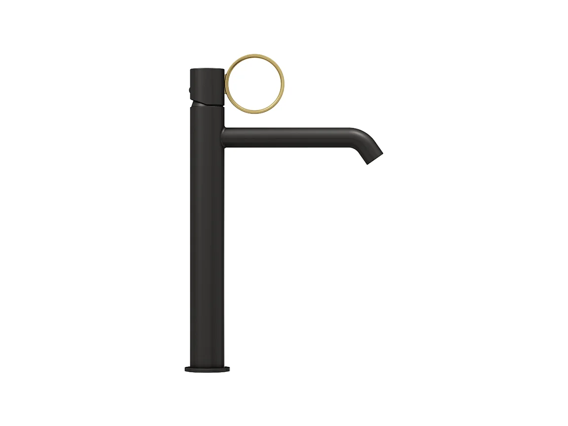 Mitigeur lavabo haut JACOB DELAFON Vivienne noir mat avec bague laiton brossée