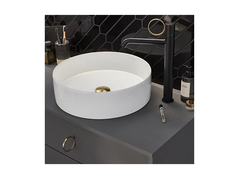 Mitigeur lavabo haut JACOB DELAFON Vivienne noir mat avec bague laiton brossée