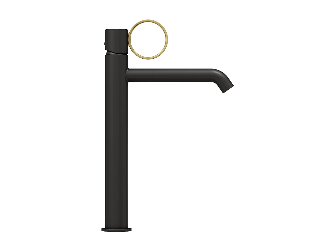 Mitigeur lavabo haut JACOB DELAFON Vivienne noir mat avec bague laiton brossée