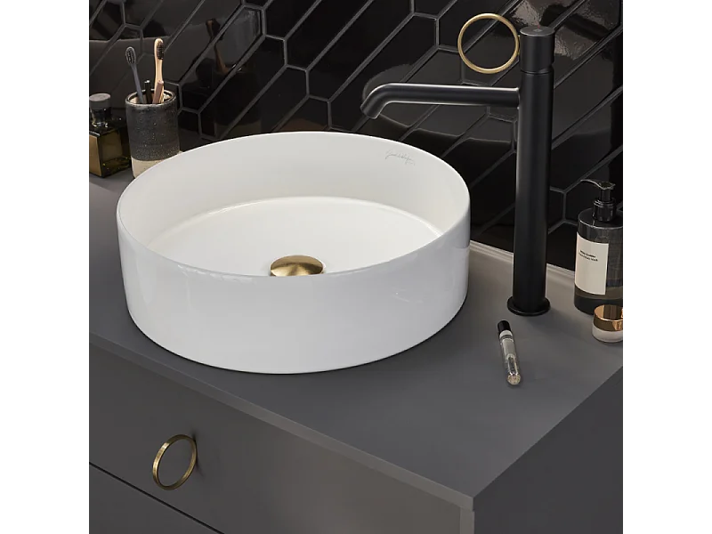 Mitigeur lavabo haut JACOB DELAFON Vivienne noir mat avec bague laiton brossée