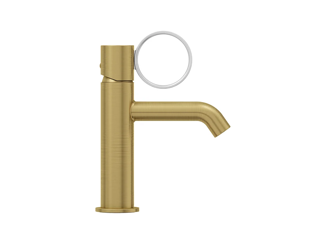 Mitigeur lavabo bas JACOB DELAFON Vivienne laiton brossé avec bague chromée brossée