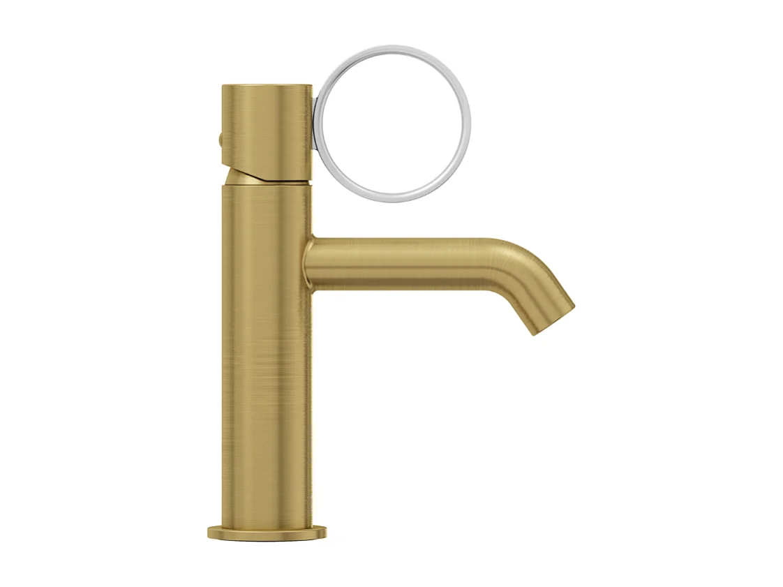 Mitigeur lavabo bas JACOB DELAFON Vivienne laiton brossé avec bague chromée brossée