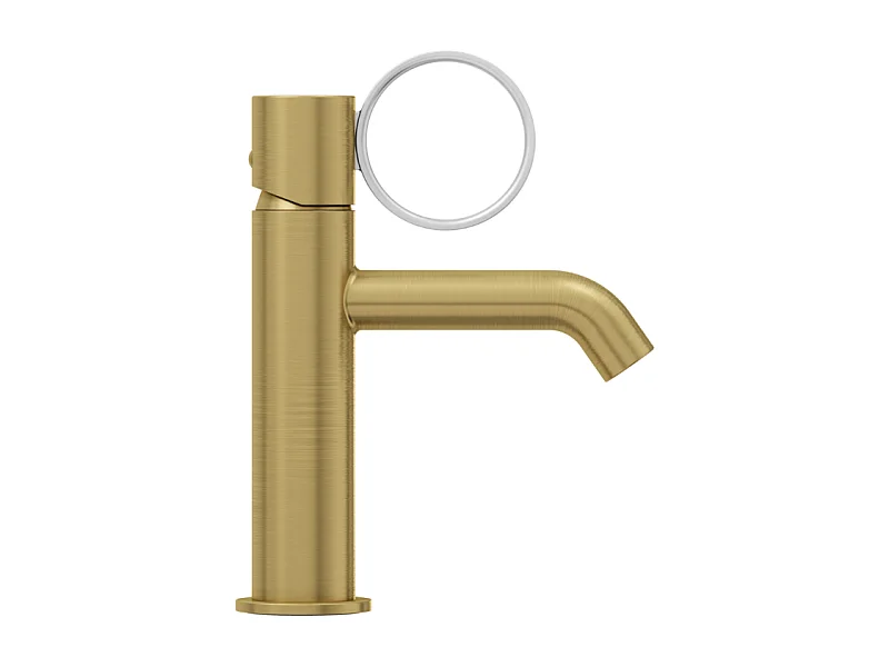 Mitigeur lavabo bas JACOB DELAFON Vivienne laiton brossé avec bague chromée brossée