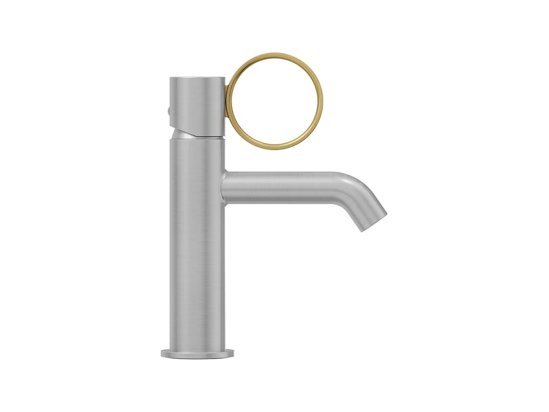 Mitigeur lavabo bas JACOB DELAFON Vivienne chromé brossé avec bague laiton brossée