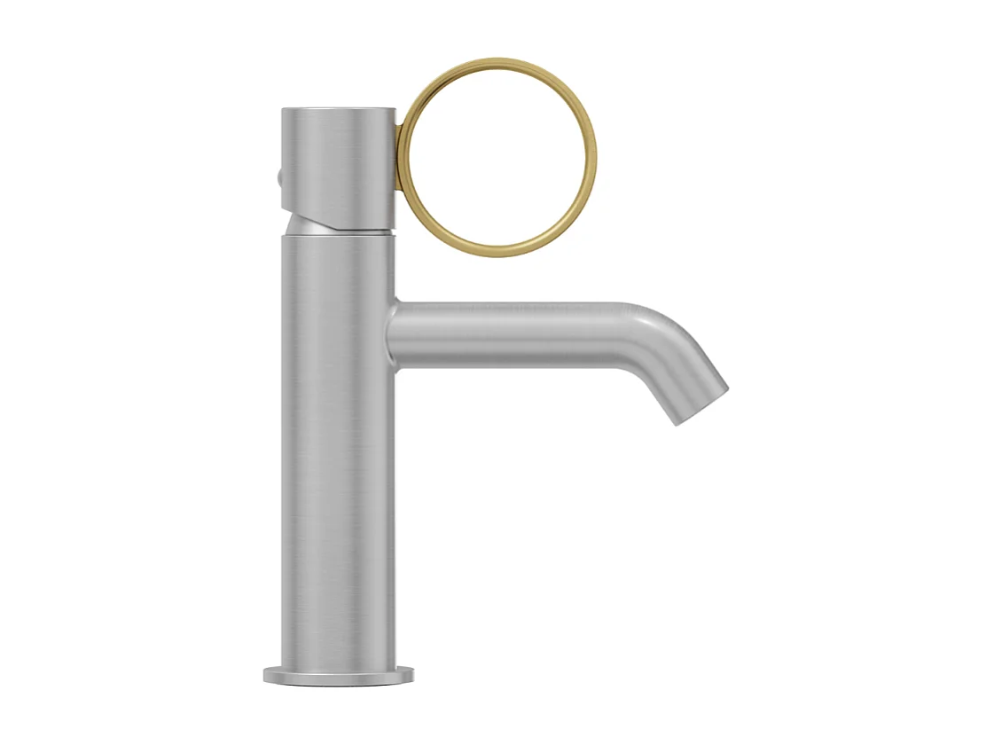 Mitigeur lavabo bas JACOB DELAFON Vivienne chromé brossé avec bague laiton brossée