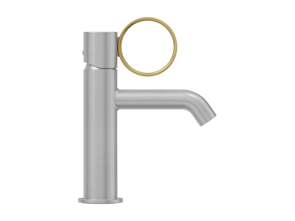 Mitigeur lavabo bas JACOB DELAFON Vivienne chromé brossé avec bague laiton brossée