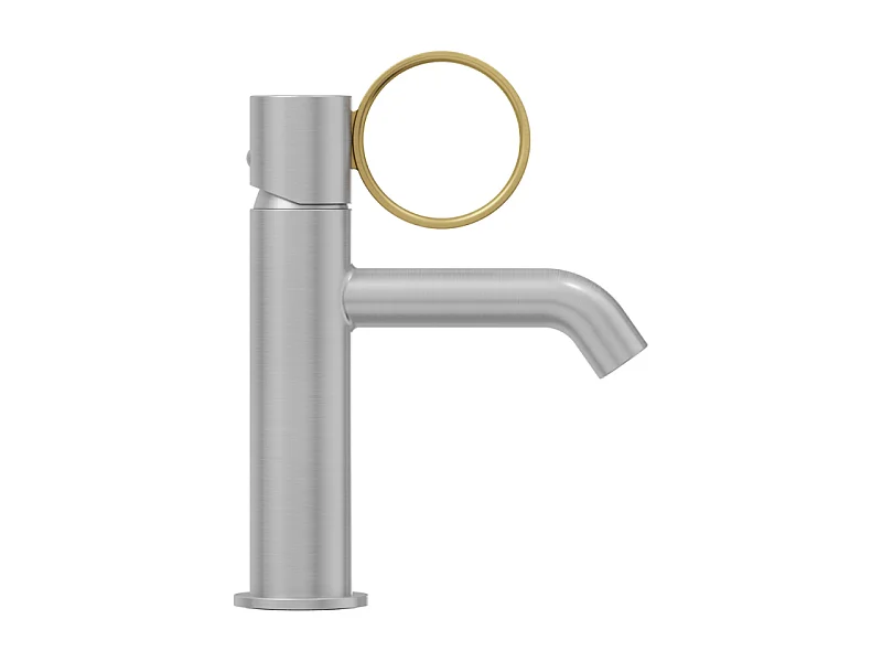 Mitigeur lavabo bas JACOB DELAFON Vivienne chromé brossé avec bague laiton brossée