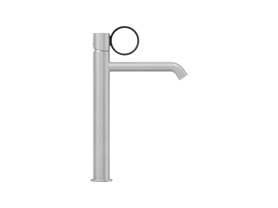 Mitigeur lavabo haut JACOB DELAFON Vivienne chromé brossé avec bague noire mate