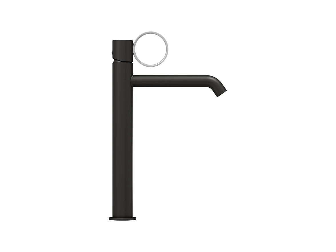 Mitigeur lavabo haut JACOB DELAFON Vivienne noir mat avec bague chromée brossée