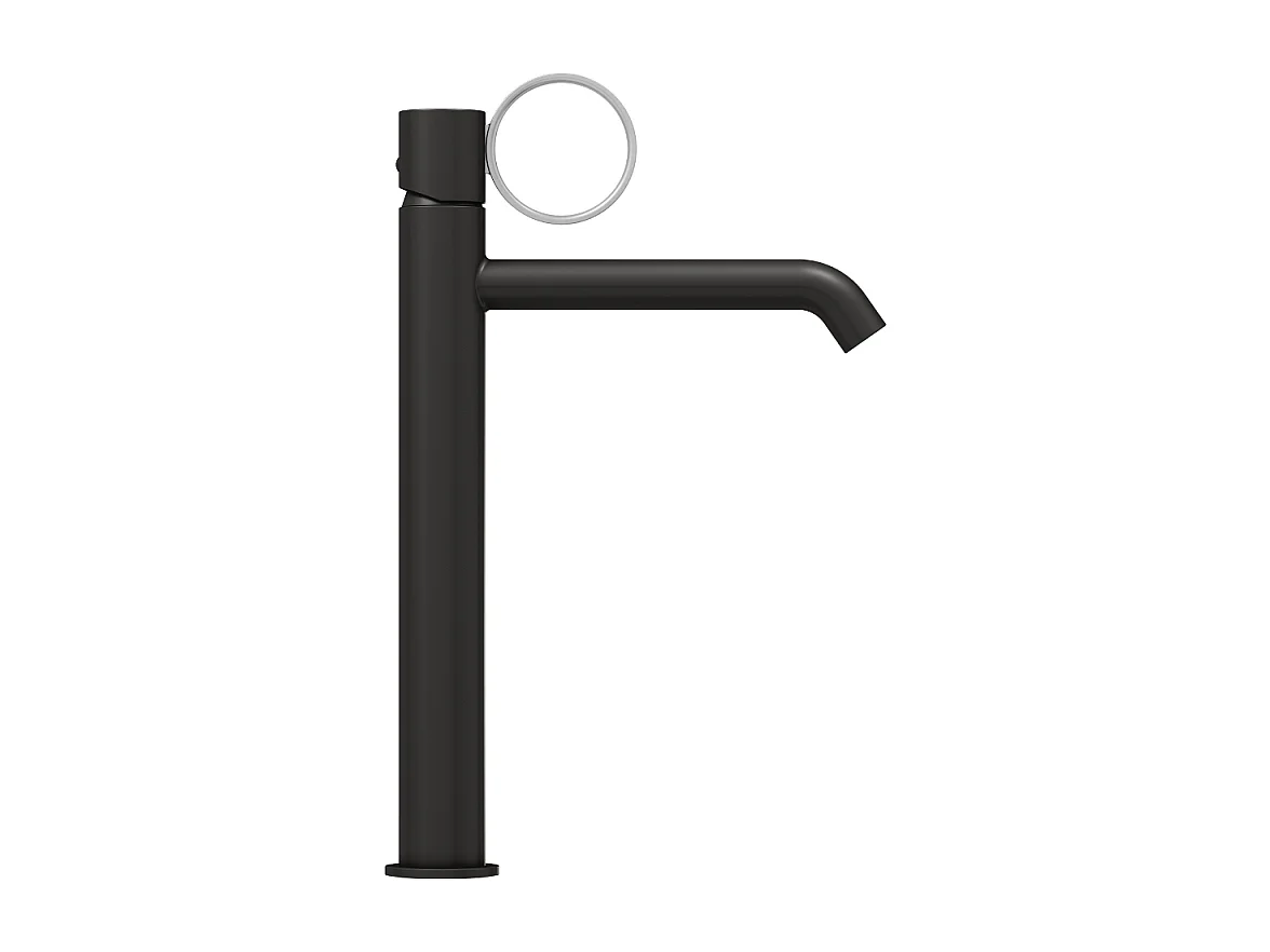 Mitigeur lavabo haut JACOB DELAFON Vivienne noir mat avec bague chromée brossée