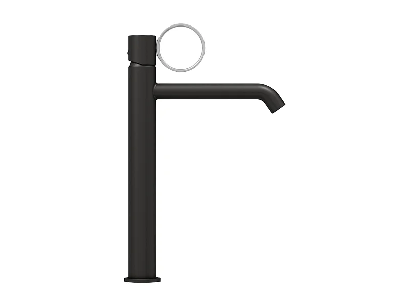 Mitigeur lavabo haut JACOB DELAFON Vivienne noir mat avec bague chromée brossée