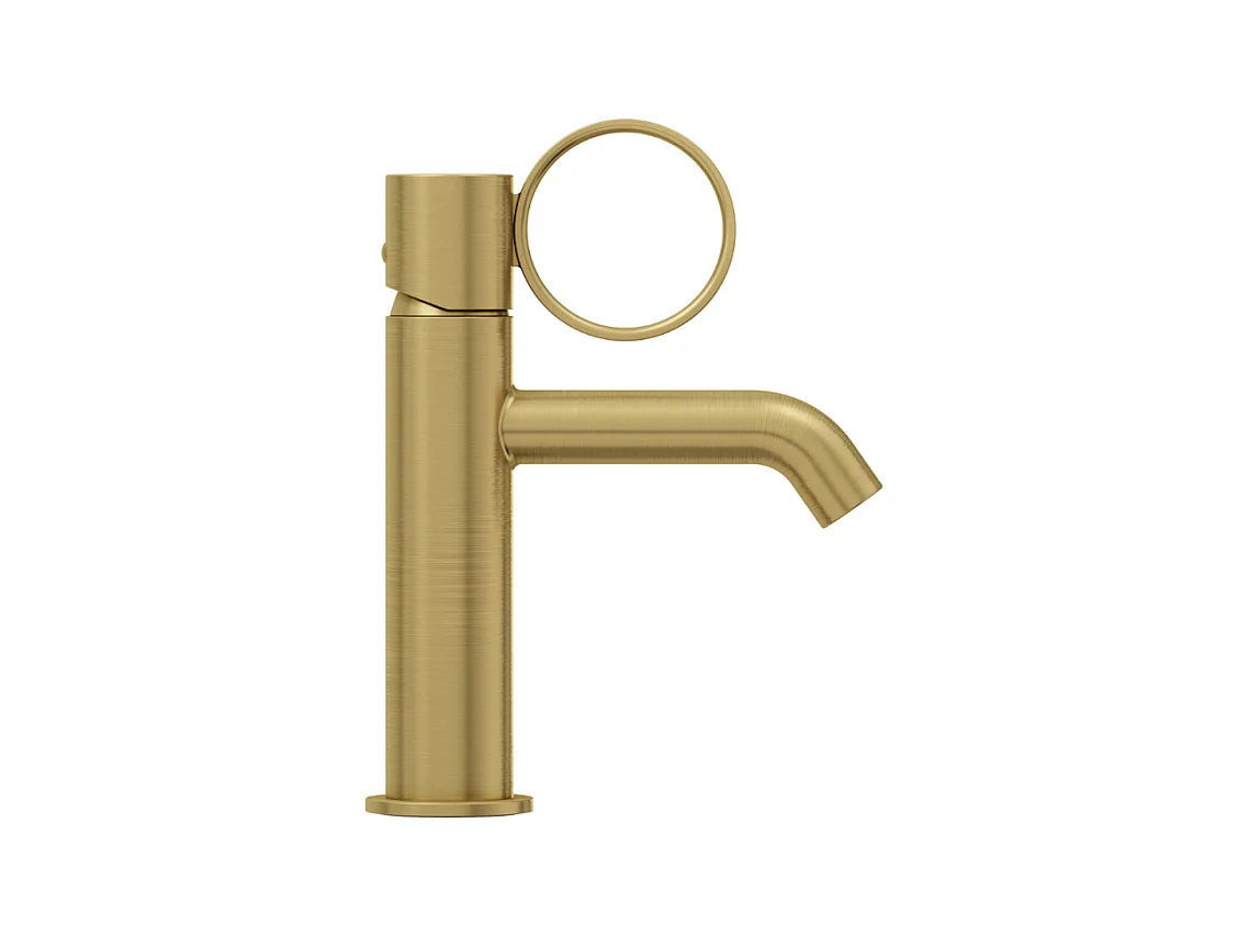 Mitigeur lavabo bas JACOB DELAFON Vivienne laiton brossé avec bague laiton brossée