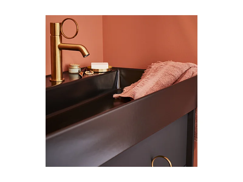 Mitigeur lavabo bas JACOB DELAFON Vivienne laiton brossé avec bague laiton brossée