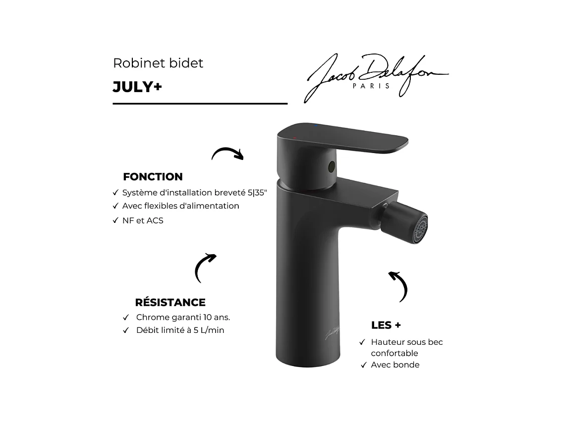 Mitigeur bidet JACOB DELAFON July+ noir mat