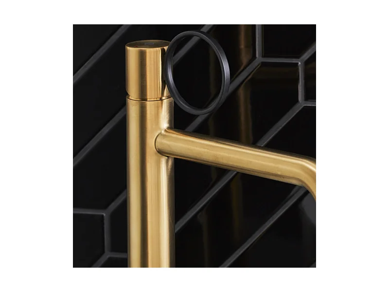 Mitigeur lavabo haut JACOB DELAFON Vivienne laiton brossé avec bague noire mate