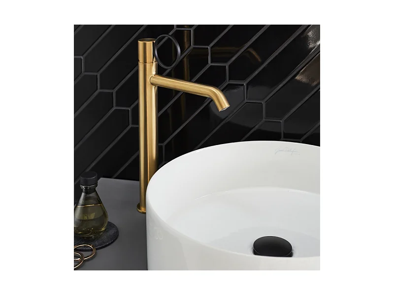 Mitigeur lavabo haut JACOB DELAFON Vivienne laiton brossé avec bague noire mate