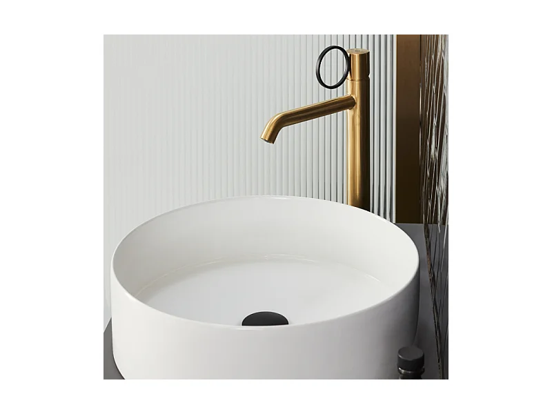 Mitigeur lavabo haut JACOB DELAFON Vivienne laiton brossé avec bague noire mate