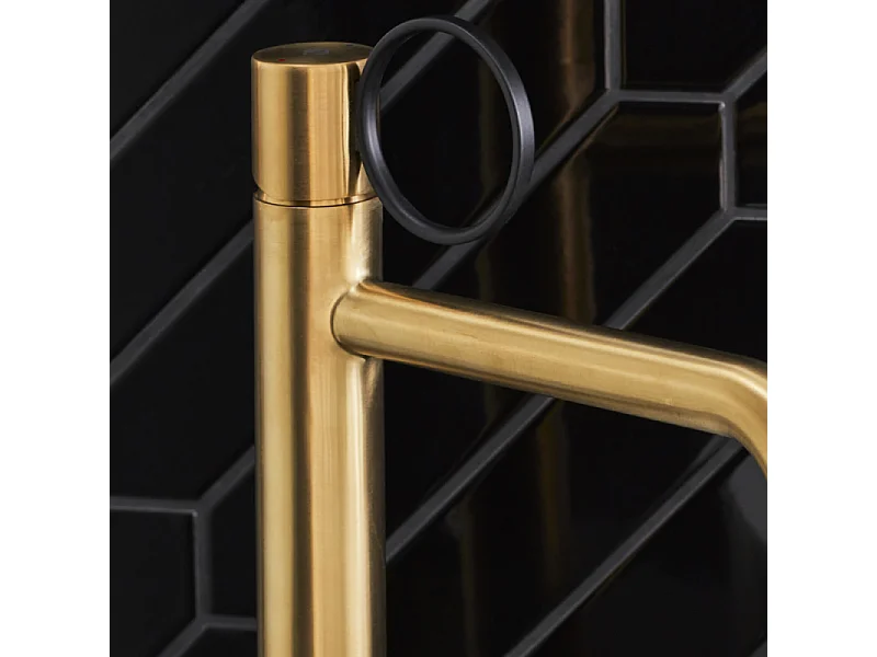 Mitigeur lavabo haut JACOB DELAFON Vivienne laiton brossé avec bague noire mate