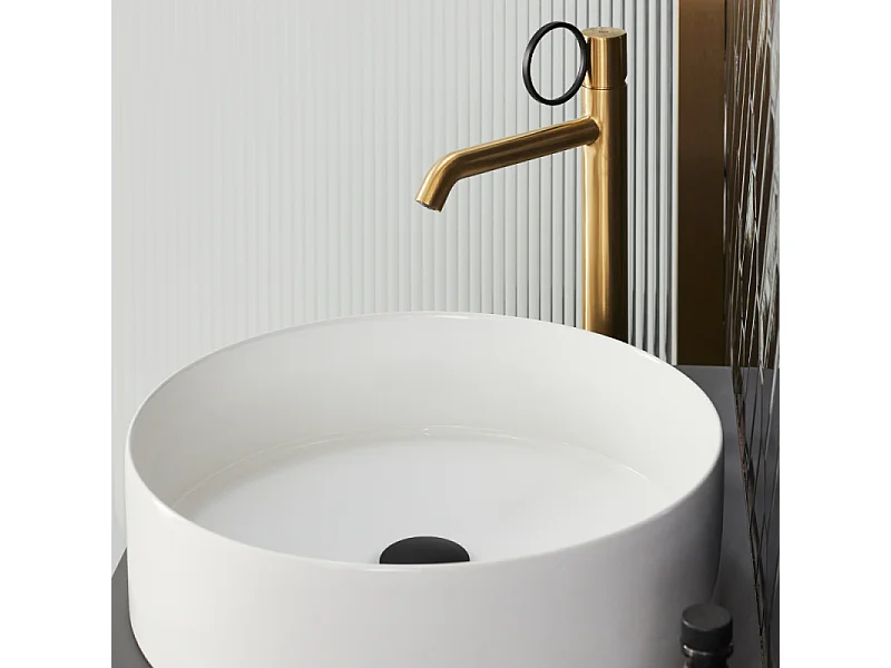 Mitigeur lavabo haut JACOB DELAFON Vivienne laiton brossé avec bague noire mate