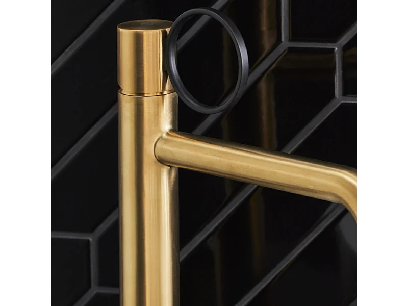 Mitigeur lavabo haut JACOB DELAFON Vivienne laiton brossé avec bague noire mate